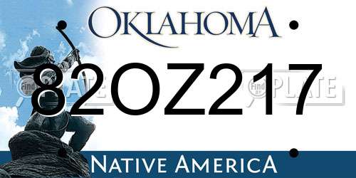 82OZ217 Oklahoma License Plate