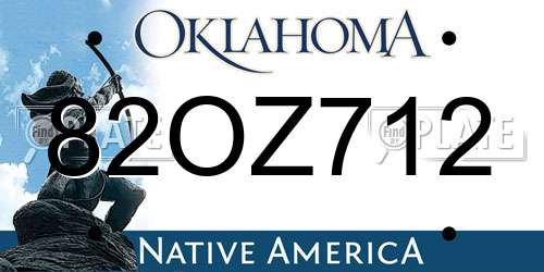 82OZ712 Oklahoma License Plate