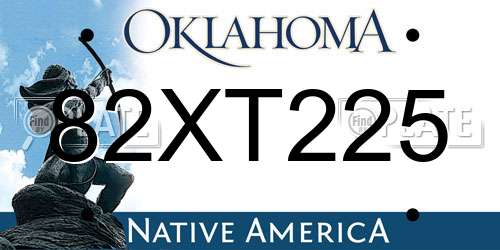 82XT225 Oklahoma License Plate