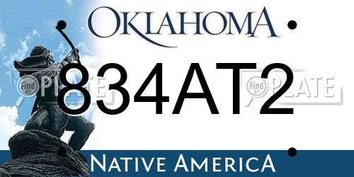 834AT2 Oklahoma License Plate