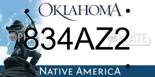 834AZ2 Oklahoma License Plate