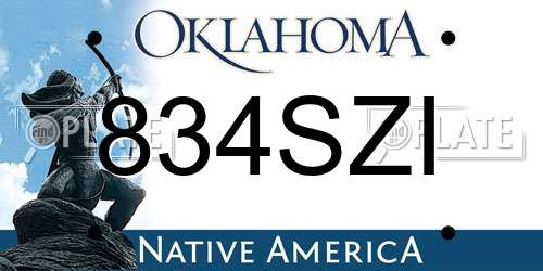 834SZI Oklahoma License Plate