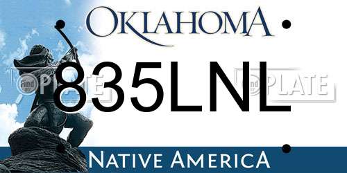 835LNL Oklahoma License Plate