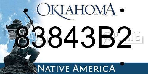 83843B2 Oklahoma License Plate