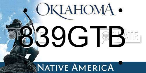 839GTB Oklahoma License Plate