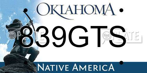 839GTS Oklahoma License Plate