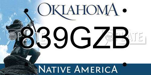 839GZB Oklahoma License Plate