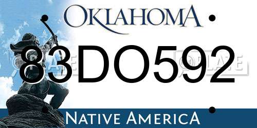83DO592 Oklahoma License Plate