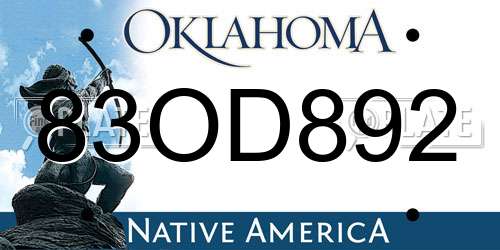 83OD892 Oklahoma License Plate