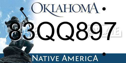83QQ897 Oklahoma License Plate