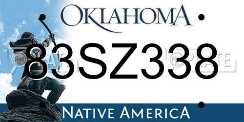 83SZ338 Oklahoma License Plate