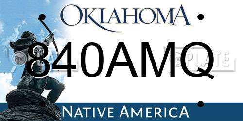 840AMQ Oklahoma License Plate