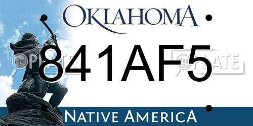 841AF5 Oklahoma License Plate