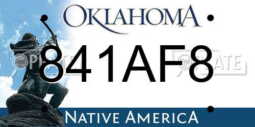 841AF8 Oklahoma License Plate