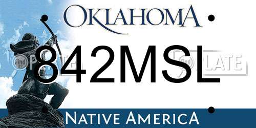 842MSL Oklahoma License Plate