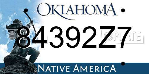 84392Z7 Oklahoma License Plate