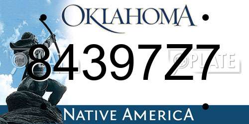 84397Z7 Oklahoma License Plate