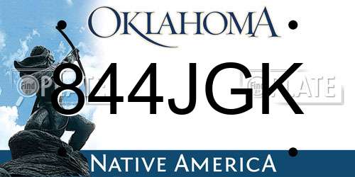 844JGK Oklahoma License Plate
