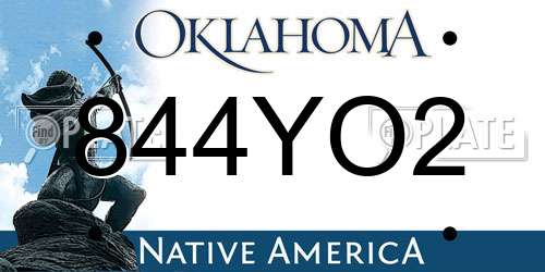 844YO2 Oklahoma License Plate