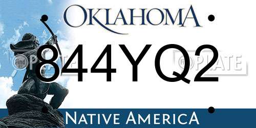 844YQ2 Oklahoma License Plate