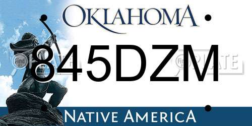 845DZM Oklahoma License Plate