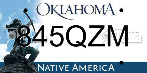 845QZM Oklahoma License Plate