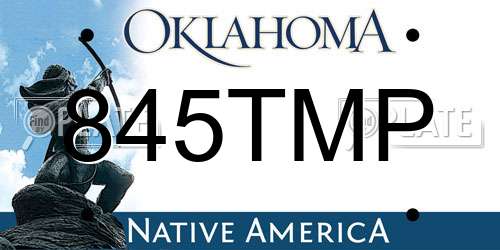 845TMP Oklahoma License Plate