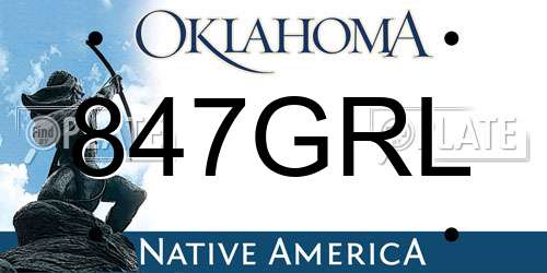 847GRL Oklahoma License Plate