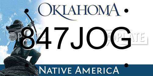 847JOG Oklahoma License Plate