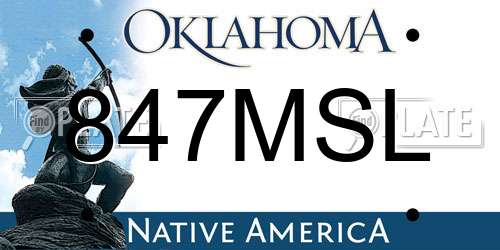847MSL Oklahoma License Plate