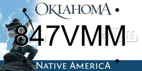 847VMM Oklahoma License Plate
