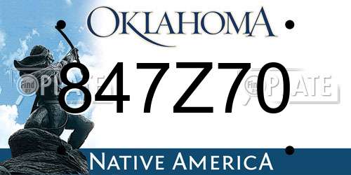 847Z70 Oklahoma License Plate