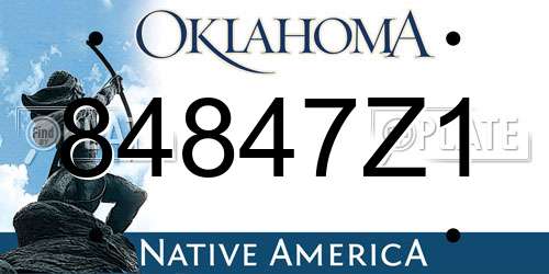 84847Z1 Oklahoma License Plate
