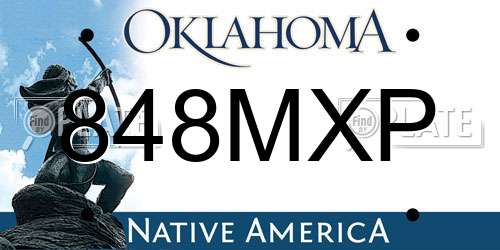 848MXP Oklahoma License Plate
