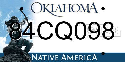 84CQ098 Oklahoma License Plate