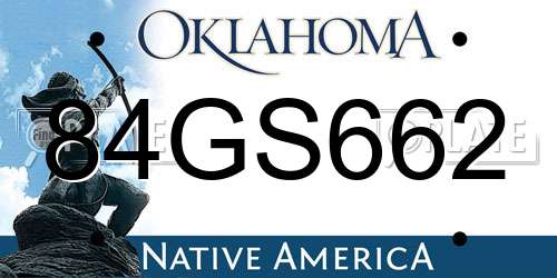 84GS662 Oklahoma License Plate