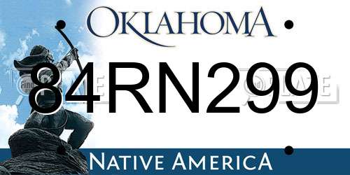 84RN299 Oklahoma License Plate