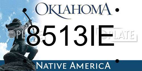 8513IE Oklahoma License Plate