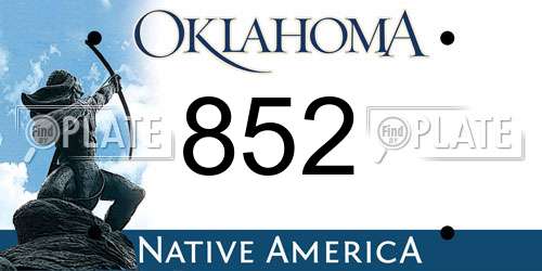 852 Oklahoma License Plate