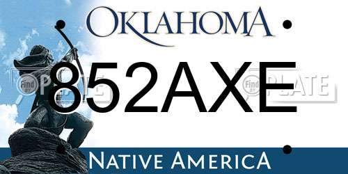 852AXE Oklahoma License Plate