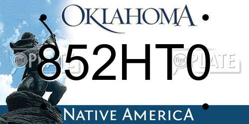 852HT0 Oklahoma License Plate
