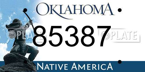 85387 Oklahoma License Plate