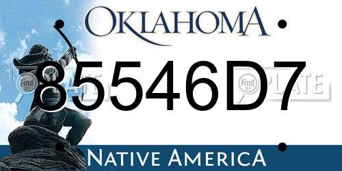 85546D7 Oklahoma License Plate
