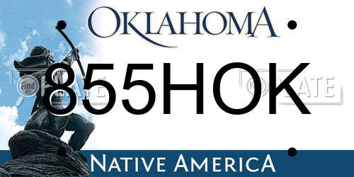 855HOK Oklahoma License Plate