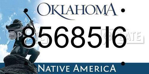 85685I6 Oklahoma License Plate