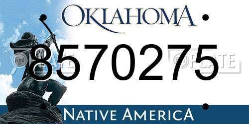 8570275 Oklahoma License Plate
