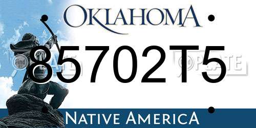 85702T5 Oklahoma License Plate