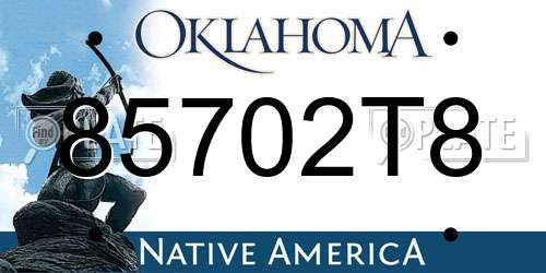85702T8 Oklahoma License Plate
