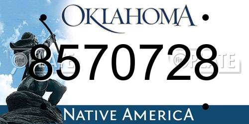 8570728 Oklahoma License Plate