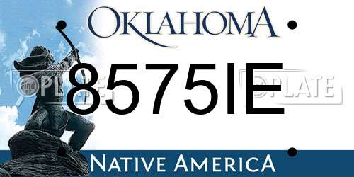 8575IE Oklahoma License Plate